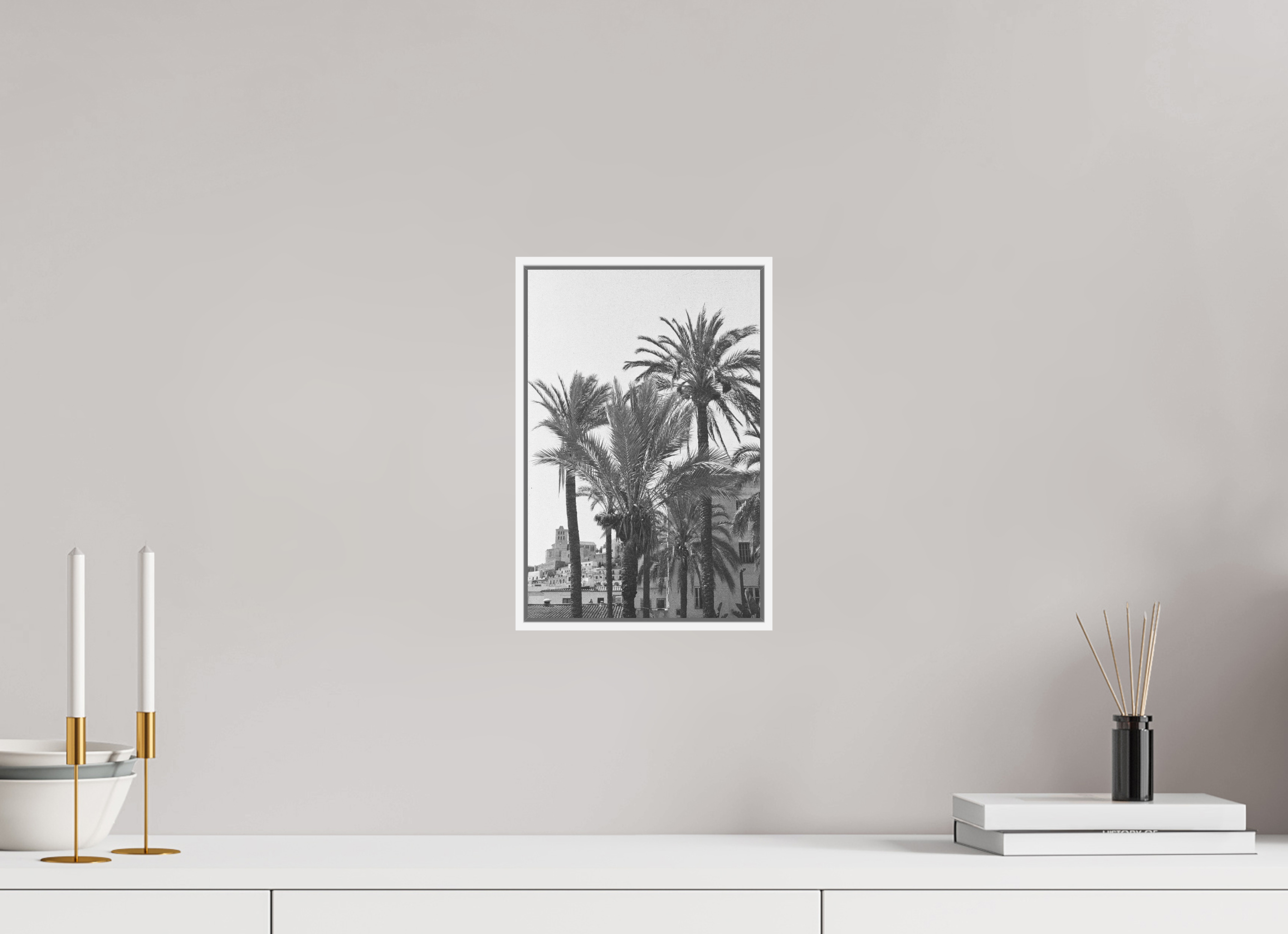 20 x 30 cm, Frame paper & white ibiza palms on old film