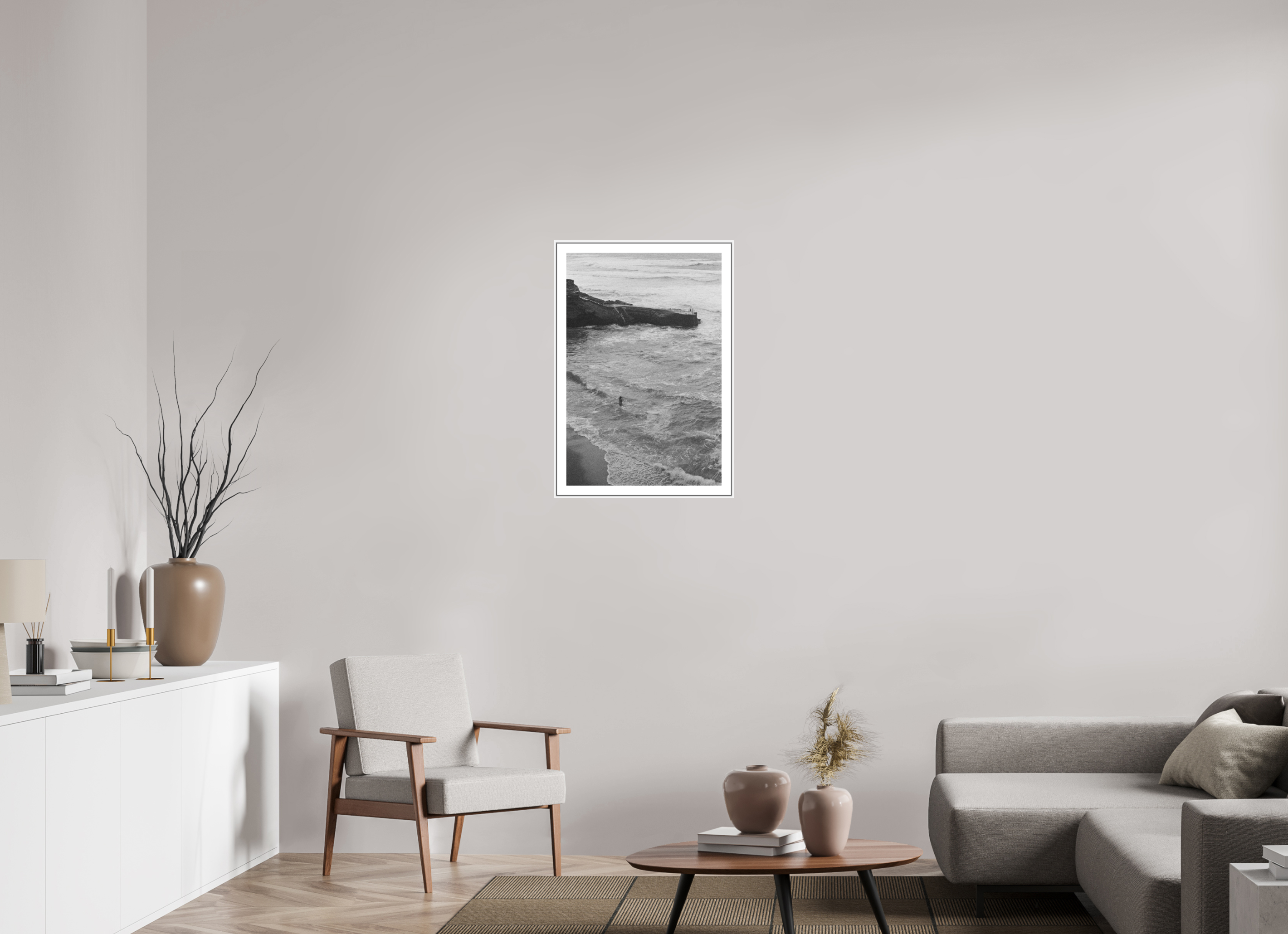 50 x 75 cm, Luxe Paper on Dibond with White Floater Frame femme de marin