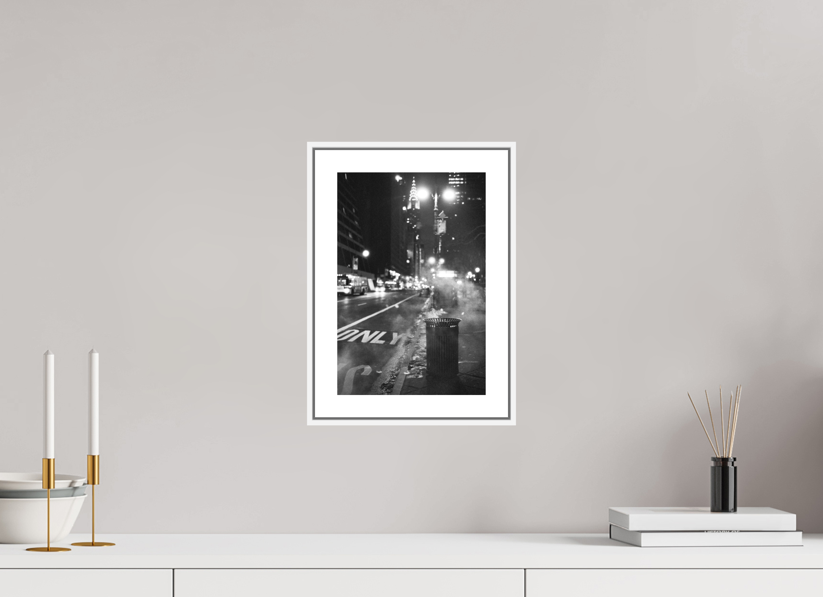 20 x 30 cm, Luxe Paper on Dibond with White Floater Frame ONLY from the NY50MM series